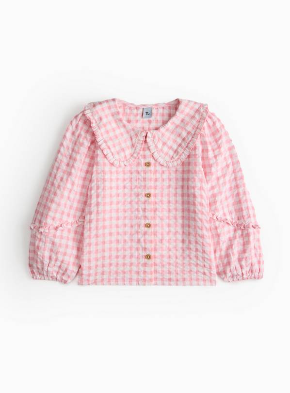 Pink Gingham Woven Blouse 5 years